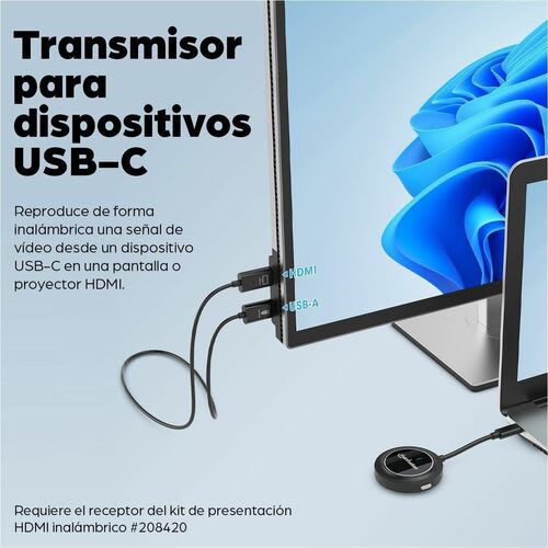 Transmisor Usb-C Inalámbrico Hdmi 1080p - Negro