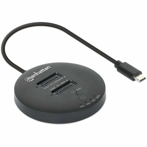 Manhattan - Compacto - Estación De Acoplamiento Y Clonación De Ssd M.2 Nvme. Base Para Duplicar O Acceder A Unidades M.2, Con Cable Integrado Usb-C Superspeed+ A 10 Gbps (usb 3.2 Gen 2), Para Unidades Ssd 2230/2242/2260/2280/22110 Con Llave M O Llave B+m, Negro
