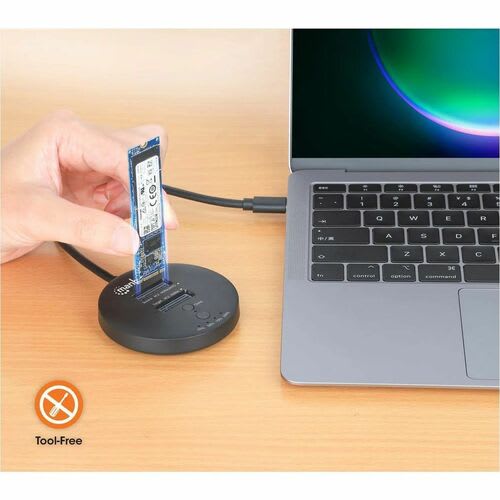 Manhattan - Compacto - Estación De Acoplamiento Y Clonación De Ssd M.2 Nvme. Base Para Duplicar O Acceder A Unidades M.2, Con Cable Integrado Usb-C Superspeed+ A 10 Gbps (usb 3.2 Gen 2), Para Unidades Ssd 2230/2242/2260/2280/22110 Con Llave M O Llave B+m, Negro