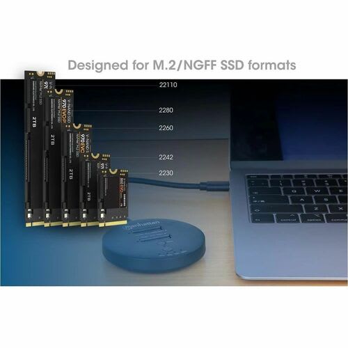 Manhattan - Compacto - Estación De Acoplamiento Y Clonación De Ssd M.2 Nvme. Base Para Duplicar O Acceder A Unidades M.2, Con Cable Integrado Usb-C Superspeed+ A 10 Gbps (usb 3.2 Gen 2), Para Unidades Ssd 2230/2242/2260/2280/22110 Con Llave M O Llave B+m, Negro