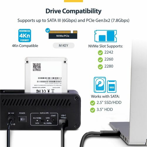 Startech.com Clonador Nvme M.2 A Sata De 2.5/3.5 - Dock Duplicador Autónomo De 2 Bahías Para Ssd - Bidireccional Nvme A Sata / Sata A Nvme - Image 5
