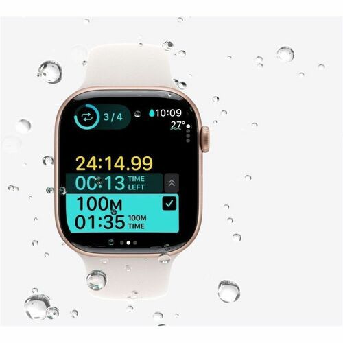 Apple Watch Series 11 Smart Watch - 42mm Case Height - 36mm Case Width - Rosa Gold Case Color - Rosa Rubor Band Color - Aluminio Case Material - Goma Band Material - Lan Inalámbrica - Sensor Eléctrico De Frecuencia Cardíaca, Sensor óptico De Pulso Cardíaco, Sensor De Temperatura, Compás Digital, Altímetro, Acelerómetro, Sensor Gyro, Sensor De Luz Ambiental, Sensor Ecg, Monitor De Ritmo Cardiaco - Monitorización De Sue?o, Altavoz, Reproductor De Música, Tel&