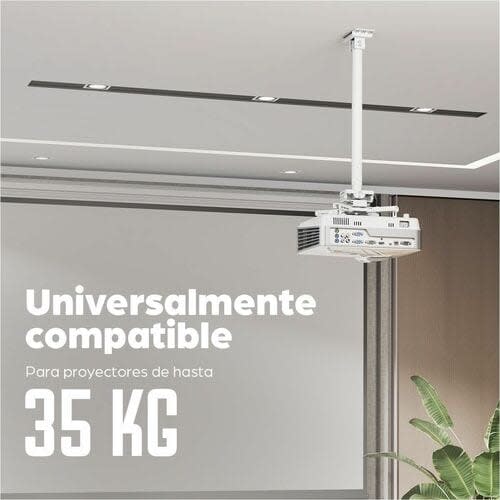 Soporte Para Proyector Con Montaje En Techo Y Ajuste De Altura. Soporta Un Proyector De Hasta 35 Kg (77 Lbs.), Para Techos Inclinados Y Planos, Movimiento Completo Con +/-180° De Rotación, +/-20° De Inclinación, +/-8° De Giro, Extensión Telescópica De 745 A 1145 Mm (29 A 45 Pulg.), Blanco - Altura Ajustable - Compatible Con Montura Vesa - Acero Laminado En Frío (crs)