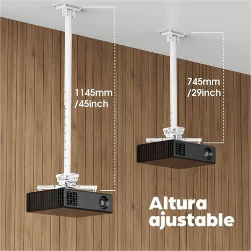 Soporte Para Proyector Con Montaje En Techo Y Ajuste De Altura. Soporta Un Proyector De Hasta 35 Kg (77 Lbs.), Para Techos Inclinados Y Planos, Movimiento Completo Con +/-180° De Rotación, +/-20° De Inclinación, +/-8° De Giro, Extensión Telescópica De 745 A 1145 Mm (29 A 45 Pulg.), Blanco - Altura Ajustable - Compatible Con Montura Vesa - Acero Laminado En Frío (crs)