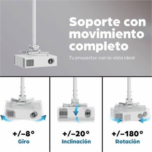 Soporte Para Proyector Con Montaje En Techo Y Ajuste De Altura. Soporta Un Proyector De Hasta 35 Kg (77 Lbs.), Para Techos Inclinados Y Planos, Movimiento Completo Con +/-180° De Rotación, +/-20° De Inclinación, +/-8° De Giro, Extensión Telescópica De 745 A 1145 Mm (29 A 45 Pulg.), Blanco - Altura Ajustable - Compatible Con Montura Vesa - Acero Laminado En Frío (crs)