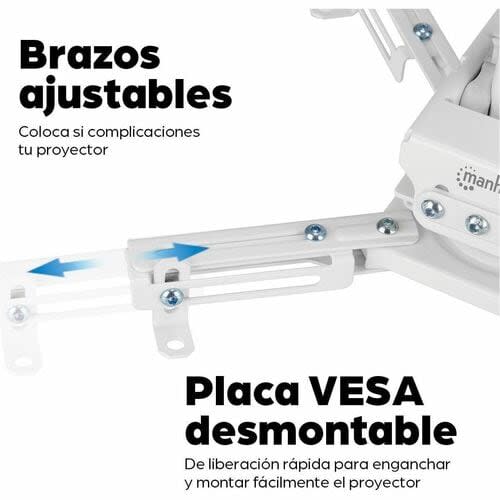 Soporte Para Proyector Con Montaje En Techo Y Ajuste De Altura. Soporta Un Proyector De Hasta 35 Kg (77 Lbs.), Para Techos Inclinados Y Planos, Movimiento Completo Con +/-180° De Rotación, +/-20° De Inclinación, +/-8° De Giro, Extensión Telescópica De 745 A 1145 Mm (29 A 45 Pulg.), Blanco - Altura Ajustable - Compatible Con Montura Vesa - Acero Laminado En Frío (crs)