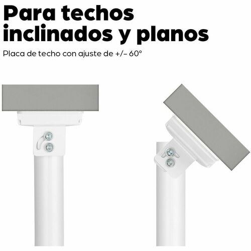 Soporte Para Proyector Con Montaje En Techo Y Ajuste De Altura. Soporta Un Proyector De Hasta 35 Kg (77 Lbs.), Para Techos Inclinados Y Planos, Movimiento Completo Con +/-180° De Rotación, +/-20° De Inclinación, +/-8° De Giro, Extensión Telescópica De 745 A 1145 Mm (29 A 45 Pulg.), Blanco - Altura Ajustable - Compatible Con Montura Vesa - Acero Laminado En Frío (crs)
