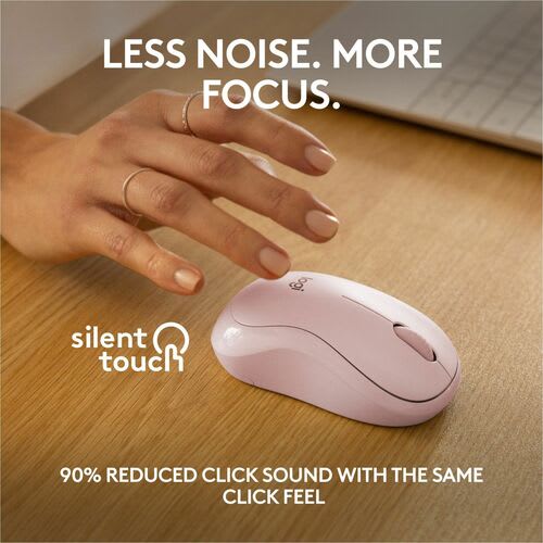 Mouse Logitech Silent M240 Travel - Bluetooth - Rosa - Inalámbrico - Simétrico