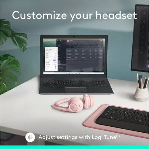 Auriculares Logitech Zone Inalámbrico Sobre La Cabeza Estéreo - Rosa - Binaural - Supra-Aural - 3000cm - Bluetooth - 50hz A 20khz - Función De Cancelación De Ruido Ambiente Micrófono