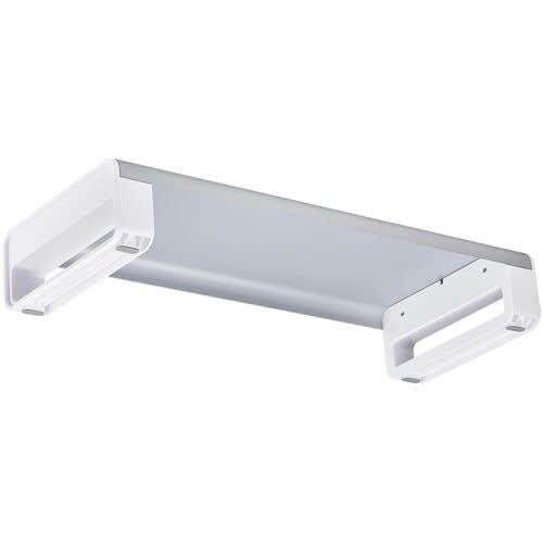 Startech.com Elevador Para Monitor - Conforme Con Normas Taa - 15kg Capacidad De Carga - 9.1cm Altura X 22.1cm Ancho - Mesa - Acero, Plástico - Plata, Blanco - Para Monitor, Portátil, Teclado, Mouse, Accesorios, De Escritorio, Computador - Ergonómico, Duradero, Robusto, Antideslizante, Dura Dero, Antideslizante, Patas De Goma