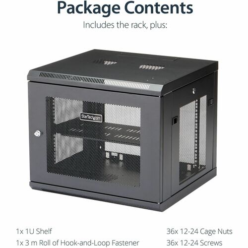 Startech.com Gabinete Rack De Pared Para Servidores 9u 19" 4 Postes Estante 1u - Rack De Servidores De Montaje En Pared - Malla De Acero, Acero - 90kg Capacidad De Peso Estático - Image 5