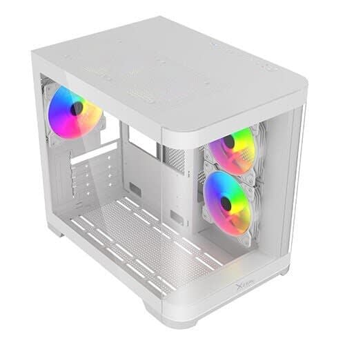 Xzeal Gaming Gabinete Curvo Xzeal M-Atx/Itx 2x Usb 2.0 + 1x Usb 3.0 + 3.5 Mm + 3 Ventiladores Rgb Blanco