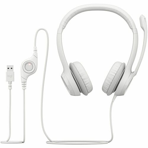 Auriculares Logitech H390 Cableado Sobre La Cabeza Estéreo - Blanco - Binaural - Circumaural - 32ohm - 20hz A 20khz - 189.9cm Cable - Función De Cancelación De Ruido Ambiente, Bi-Direccional Micrófono - Usb Tipo A