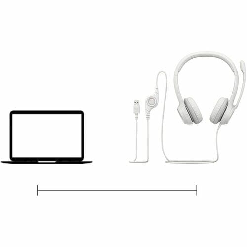 Auriculares Logitech H390 Cableado Sobre La Cabeza Estéreo - Blanco - Binaural - Circumaural - 32ohm - 20hz A 20khz - 189.9cm Cable - Función De Cancelación De Ruido Ambiente, Bi-Direccional Micrófono - Usb Tipo A