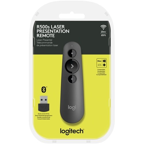 Puntero Para Presentaciones Logitech R500s - Bluetooth - Usb - Láser - 3 Botón(es) - Grafito, Negro - Inalámbrico - 2.40ghz