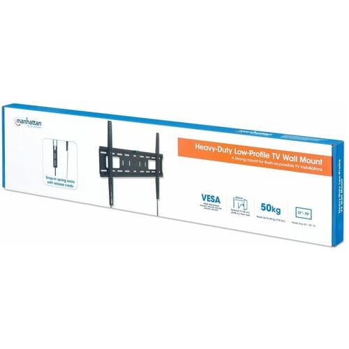 Manhattan Manhattan Soporte Tv P/Pared 50kg, 37" A 70" Fijo - 1 Pantalla(s) Admitidas - 94cm A 177.8cm (70") Para Pantalla Plana - 50kg Capacidad De Carga - 200 X 200, 300 X 300, 400 X 200, 400 X 400, 600 X 400 - Compatible Con Montura Vesa - Acero Con Recubrimiento De Polvo, Acero De Algo Grado