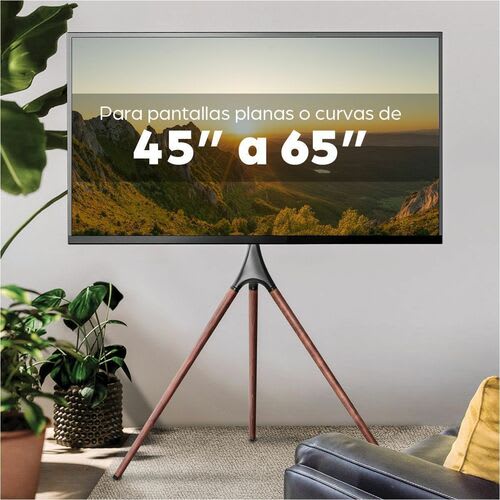 Soporte Tv C/Tripode 32kg, 45" A 65" Alumi - 114.3cm (45") A 165.1cm (65") Para Pantalla Plana - 32kg Capacidad De Carga - 138.5cm Altura X 88cm Ancho - Independiente - Aluminio, Acero - Negro, Marrón - Para Tv, Sala, Pantalla Plana, Pantalla Curva, Sala De Conferencias, Apartamento, Panel Plano - Pórtatil, ángulo De Giro 180°, Gestión De Cableado, Antideslizante, Patas De Goma, Resistencia A Arañazos - Image 7