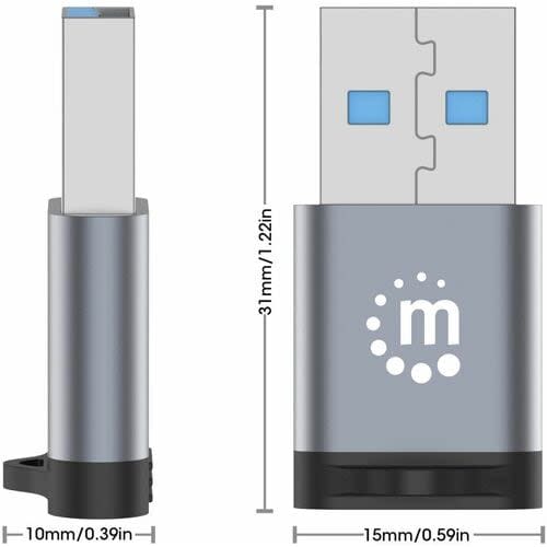 Adaptador Usb-C V3.2 Gen1, Am-Ch, 5gbps 3a - Níquel Contacto - Negro, Gris