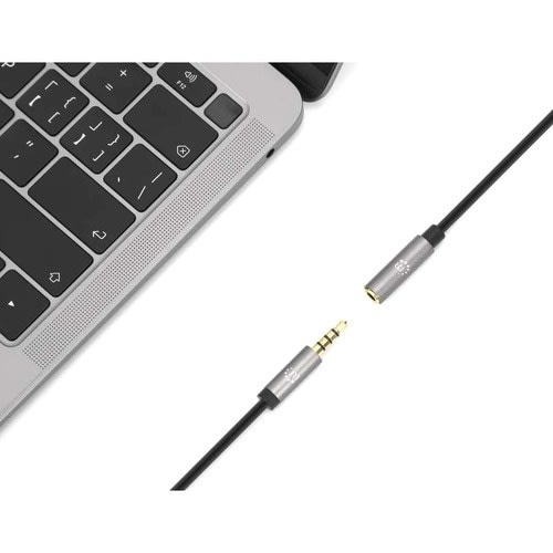 Manhattan 356022 1m Minifono Cable De Audio - Cable For Dispositivo De Audio, Estéreo De Coche, Auricular, Altavoz, Smartphone, Portátil, Tableta, Ipod, Reproductor Mp3, Amplificador, Teléfono, ... - Cable De Extensión - Oro Contacto Chapado - 28 Awg - Negro, Plata
