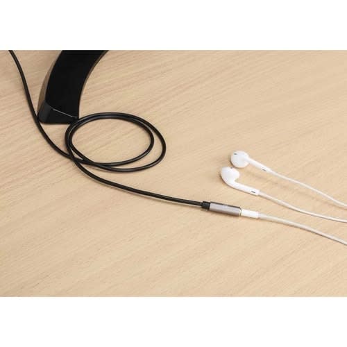Manhattan 356022 1m Minifono Cable De Audio - Cable For Dispositivo De Audio, Estéreo De Coche, Auricular, Altavoz, Smartphone, Portátil, Tableta, Ipod, Reproductor Mp3, Amplificador, Teléfono, ... - Cable De Extensión - Oro Contacto Chapado - 28 Awg - Negro, Plata
