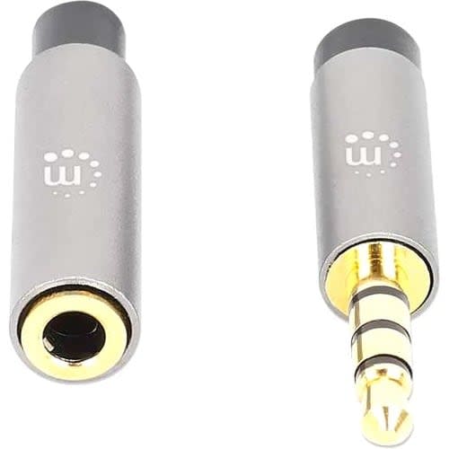 Manhattan 356039 2m Minifono Cable De Audio - Cable For Dispositivo De Audio, Estéreo De Coche, Auricular, Altavoz, Smartphone, Portátil, Tableta, Ipod, Reproductor Mp3, Amplificador, Teléfono, ... - Cable De Extensión - Oro Contacto Chapado - 28 Awg - Negro, Plata