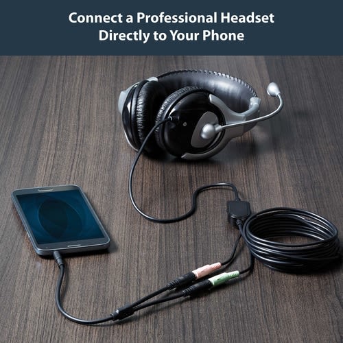 Startech.com Adaptador De Diadema Mini-Jack 3.5mm 4 Pines A Conectores Separados De Audífonos Y De Micrófono - M A 2xh - Cable For Dispositivo De Audio, Portátil, Auriculares, Auricular, Altavoz, Portátil, Auriculares, Micrófono - Níquel Conector Chapado - 28 Awg - Negro