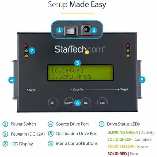 Startech.com Duplicador Clonador Autónomo De Discos Duros O Ssd Sata 1:1 Con Gestor De Imágenes De Disco - Para Copias De Seguridad