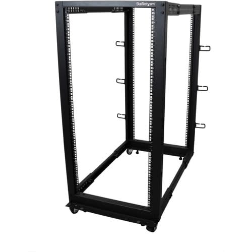 Startech.com Rack 25u Móvil De Marco Abierto De 4 Postes Para Servidores - Rack De 19 Pulgadas - Ruedas O Patas Niveladoras - Acero, Acero Laminado En Frío - 544.30kg Capacidad De Peso Estático