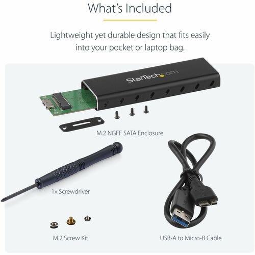 Startech.com Gabinete Usb 3.0 (5gbps) A Ssd M.2 De Aluminio Con Uasp - Negro - Sata Ngff M.2 Con B Key Y B+m Key - No Compatible Nvme/Ahci - 1 X Ssd Admitido - 1 X Bahía Total - Aluminio