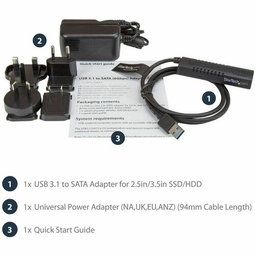 Startech.com Cable Adaptador Usb 3.1 (10gbps) Para Unidades De Disco Sata De 2.5 Y 3.5 Pulgadas - Negro - Image 7
