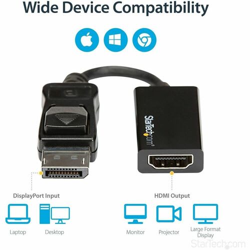 Startech.com Adaptador Conversor Displayport A Hdmi - 4k 60hz Uhd - Negro