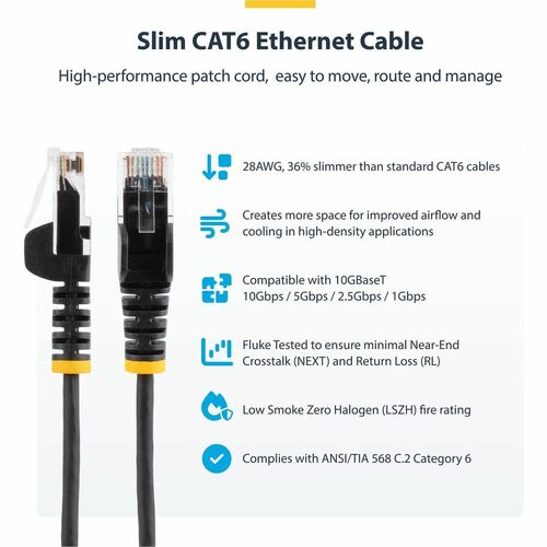 Startech.com Cable De 1.8m De Red Ethernet Cat6 Delgado Sin Enganches - Cable De Red Snagless - Azul - Cable For Dispositivo De Red - Cable De Conexión - Oro Conector Chapado - Lszh - 28 Awg - Azul - Image 2