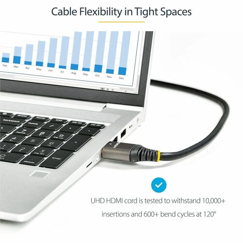 Startech.com Cable 4m Hdmi 2.0 De Alta Velocidad Con Ethernet Con Certificación Premium - Ultra Hd 4k 60hz - Hdr10 - Uhd - Para Monitor 4k - Cable For Dispositivo De Audio/Vídeo, Monitor, Pantalla, Computador, Portátil, Computadora De Escritorio, Pc, Workstation, Tv, Proyector - 18gbit/S - Admite Hasta3840 X 2160 - Apantallado - Oro Conector Chapado - 28 Awg - Gris, Negro