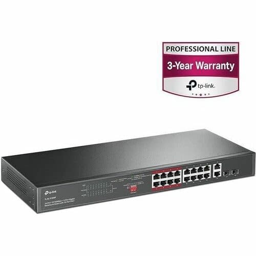 Tp-Link Switch De Montaje En Bastidor Gigabit De 18 Puertos Con 16 Puertos Poe +