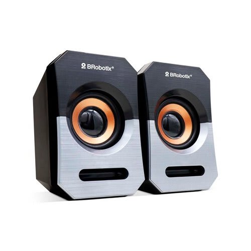 Brobotix Bocinas Multimedia, Usb + 3.5 Mm Color Negro/Plata - Sistema De Altavoces Para Computadoras Laptop , Alimentación Usb Y Conector Audio 3.5 Mm Portatil - Image 2
