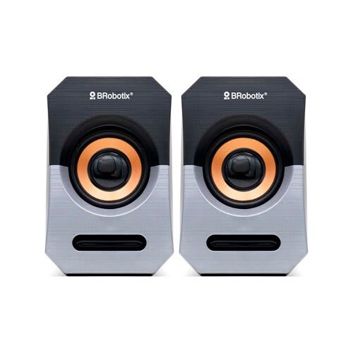 Brobotix Bocinas Multimedia, Usb + 3.5 Mm Color Negro/Plata - Sistema De Altavoces Para Computadoras Laptop , Alimentación Usb Y Conector Audio 3.5 Mm Portatil - Image 3
