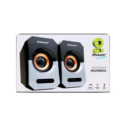 Brobotix Bocinas Multimedia, Usb + 3.5 Mm Color Negro/Plata - Sistema De Altavoces Para Computadoras Laptop , Alimentación Usb Y Conector Audio 3.5 Mm Portatil - Image 6