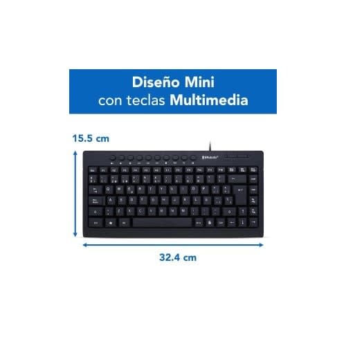 Brobotix Teclado Usb Mini Multimedia Color Negro - Pc Escritorio Laptop Notebook