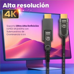Cable Hdmi Fibra Optica M-M 4k@60hz 30.0m - 18gbit/S - Admite Hasta3840 X 2160 - Oro Contacto Chapado - Plenum, Cmp - 28 Awg - Negro - Image 2