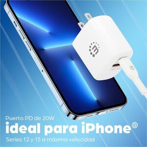 Cargador Pared 20w, Usb-C Pd (20w) Y Usb - 1 Paquete(s) - Adaptador Universal - Para Smartphone, Tablet Pc, Consola De Juegos Portátil, Dispositivo Móvil, Iphone, Ipad, Airpod, Auricular Bluetooth - 120 V Ac, 230 V Ac Entrada - 5 V Dc, 9 V Dc, 12 V Dc Salida - 3a - Blanco - Image 4