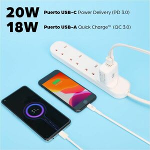 Cargador Pared 20w, Usb-C Pd (20w) Y Usb - 1 Paquete(s) - Adaptador Universal - Para Smartphone, Tablet Pc, Consola De Juegos Portátil, Dispositivo Móvil, Iphone, Ipad, Airpod, Auricular Bluetooth - 120 V Ac, 230 V Ac Entrada - 5 V Dc, 9 V Dc, 12 V Dc Salida - 3a - Blanco - Image 16