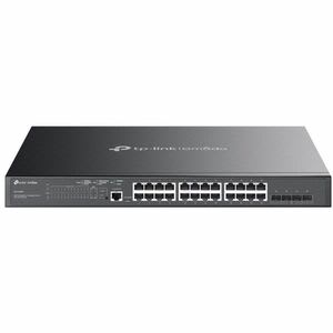 Tp-Link 25 Puertos Gestionable Conmutador Ethernet - Gigabit Ethernet - 10/100/1000base-T, 1000base-X - Negro - 2 Capa Compatible - 4 Ranuras Sfp - 480.10w Consumo Energético - 384w Rendimiento Poe - Par Trenzado, Fibra óptica - Poe Ports - 1u - Independiente, Montable En Bastidor