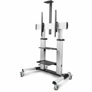 Startech.com Carrito Soporte Móvil Con Ruedas Para Tv De Pantalla Plana De Hasta 100 Pulgadas O 100kg - Soporte Rodante Ajustable Para Televisor Lcd - 2 Estante - Manivela Mango - 99.79kg Capacidad De Carga - 4 Ruedas - 101.60mm Tamaño De Las Ruedas - Aluminio, Acero, Plástico - 1.2m Longitud X 754.4mm Ancho X 2377.4mm Altura - Negro, Plata - 152.4cm (60") A 254cm (100") Screen Supported - Horizontal - Image 10