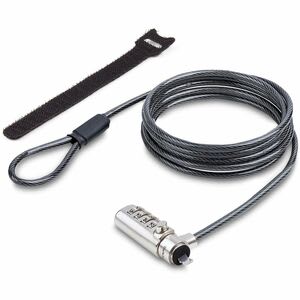 Startech.com Cable De Seguridad Delgado Para Laptop Compatible Con Noble Wedge® 1,5m - Antirrobo Para Laptop Con Candado De Combinación - 2.01m Cable - Reiniciable - 4-Dígitos - Cerradura De Combinación - Acero, Aleación De Cinc - Para Portátil, Base De Conexión, Monitor, Proyector, Computadora De Escritorio, Osciloscopio, Material De Laboratorio
