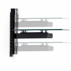 Startech.com Estante Para Av Flotante De Montaje En Pared - Ajustable En Altura - Para Debajo Del Tv - Estante De Vidrio Templado Negro - Altura Ajustable - 6.99kg Capacidad De Carga - Aluminio, Acero, Plástico - 1
