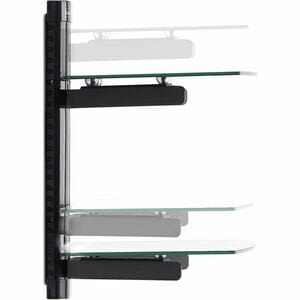 Startech.com Estantes Para Av Flotantes De Montaje En Pared - Ajustables En Altura - Para Debajo Del Tv - Estantes De Vidrio Templado Negro - Altura Ajustable - 6.99kg Capacidad De Carga - Aluminio, Acero, Plástico - 2