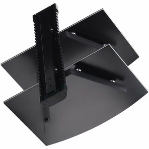 Startech.com Estantes Para Av Flotantes De Montaje En Pared - Ajustables En Altura - Para Debajo Del Tv - Estantes De Vidrio Templado Negro - Altura Ajustable - 6.99kg Capacidad De Carga - Aluminio, Acero, Plástico - 2