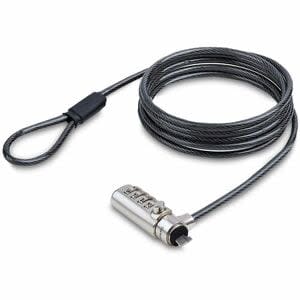 Startech.com Cable De Seguridad Delgado De Laptop Compatible Con K-Slot De 1,5m - Cable Antirrobo Para Laptop Con Candado De Combinación - 2.01m Cable - Reiniciable - 4-Dígitos - Cerradura De Combinación - Plata, Negro - Acero, Aleación De Cinc, Acero Al Carbono, Plástico - Para Portátil, Base De Conexión, Monitor, Proyector, Computadora De Escritorio, Osciloscopio, Material De Laboratorio