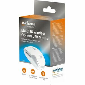 Mouse Manhattan Mw6185 Tama?o Completo - Radiofrecuencia - Usb Tipo A - óptico - 6 Botón(es) - Blanco - Inalámbrico - 10m - 2.40ghz - 1600 Dpi - Rueda De Desplazamiento - Diestro - 1 X Aa Battery Supported - Image 3