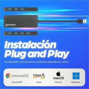 Hub Usb V3.2 7 Ptos A Sin Fuente, 5gbps - 7 Total Usb Port(s) - Pc, Mac, Chromeos